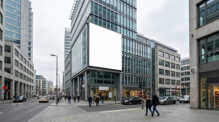 Large Square Billboard Mockup in Contemporary Business District