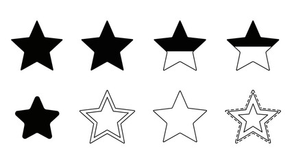 Obraz premium A collection of star illustrations displayed in various styles and outlines on a clean background from a straightforward viewpoint showcasing multiple star designs