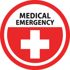 Fototapeta premium medical emergency circular sticker with red cross icon and bold