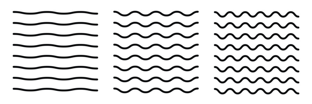 Wave zigzag line simple thin to thick element decor design vector or single ripple curve zig zag wiggly separator pictogram graphic for seal water or ocean symbol, wavy pattern . eps10