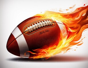 american football ball pigskin with fire trail isolated on white background ai generated