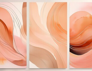 abstract watercolor art prints in soft peach tones for wall decor
