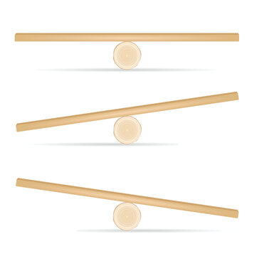 Wooden balance plank. vector illustration