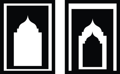 Minimalist black and white islamic prayer arch designs for spiritual and cultural themes