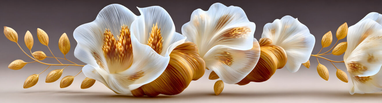 Silkworm cocoons, white flowers and silkworm cocoons are an elegant decorative illustration in a natural style from copy space