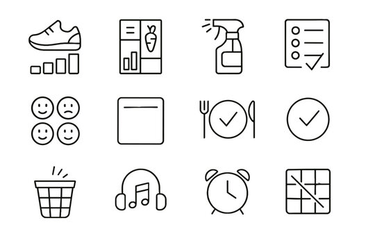 Bubble cleaning routine step tracker log habit icons icon count grid tidy