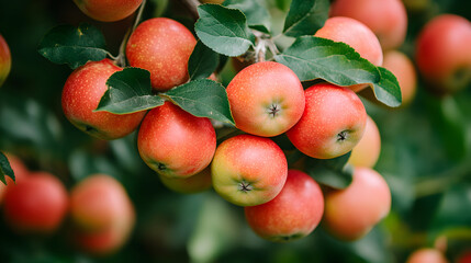 Obraz premium Red apples growing on tree branch