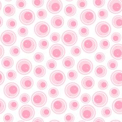 Seamless medical pattern with pink human egg cells. Professional oocyte texture for fertility clinics, health blogs, and biology education. Clean minimalist design. Vector illustration