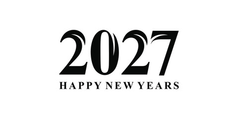 Happy new year 2027 logo design. Typography text number 2026 New year design graphic. word mark text 2027 symbol icon