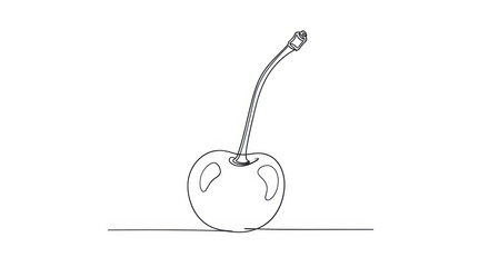 Obraz premium Continuous line drawing of a cherry, minimalist fruit illustration