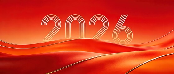 2026 Red Silk Wave Celebration Background