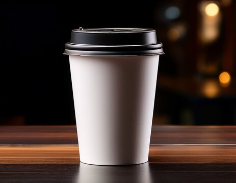 enjoy a flavorful hot beverage on the go with this sleek white paper cup with black lid perfect for coffee tea or hot chocolate