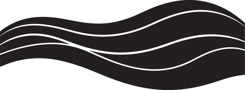 Black wavy lines with white stripes on white background