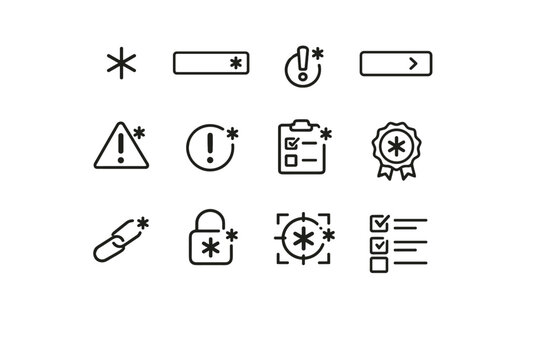 Abstract data icon completion ux form cue grid icons inline required vector