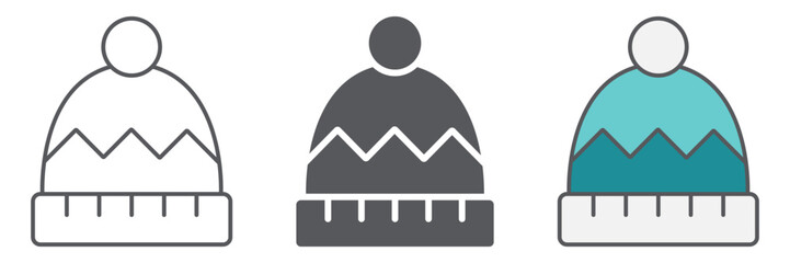 Winter hat line icon, clothes and accessory, warm cap sign, vector graphics, a linear pattern on a white background.