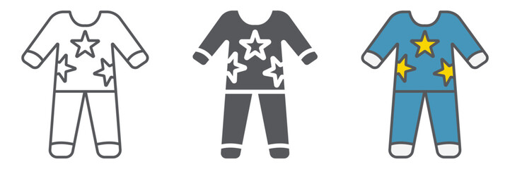 Pajamas line icon, clothes and nightwear, pyjama sign, vector graphics, a linear pattern on a white background.