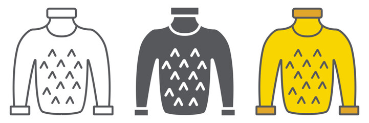 Sweater line icon, clothes and warm, jumper sign, vector graphics, a linear pattern on a white background.