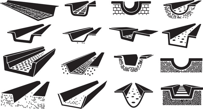 Various Illustrations of Road and Pavement Cross Sections