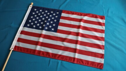 Obraz premium American flag on a blue background symbolizing patriotism