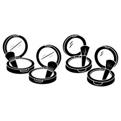 Collection of Makeup Compacts with Brushes