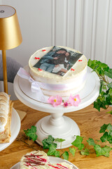 dessert and coffee on the table in the coffee shop