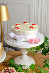 dessert and coffee on the table in the coffee shop