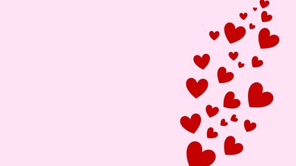 Valentine Background with Red Hearts on Pink Background