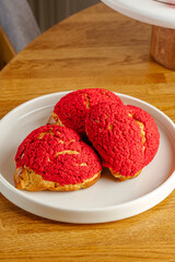 dessert and coffee on the table in the coffee shop