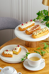 dessert and coffee on the table in the coffee shop