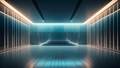 Obraz premium classy futuristic minimalist interior with stunning geometric line lighting