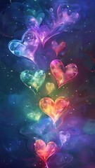 abstract background with coloured hearts 