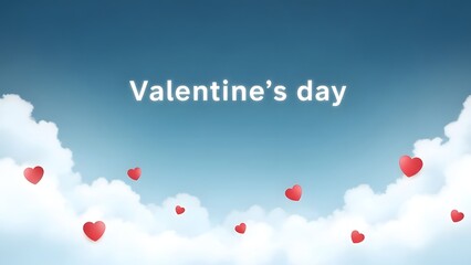 Happy valentine's day celebration with red hearts and balloons