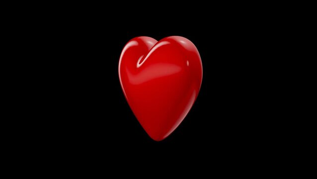 Rotating 3D Red Heart , Glossy Romantic Love Symbol looping Animation 