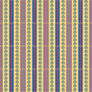 Seamless geometric stripe pattern with abstract decorative elements