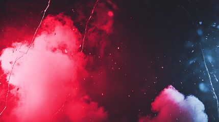 Vivid Fireworks Explosion with Bright Red and Blue Colors in Night Sky