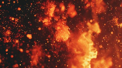 Vivid Orange Fire Sparks Exploding in Dark Background with Bright Glowing Particles
