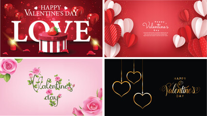 Valentines Day Romantic Luxury Background Set