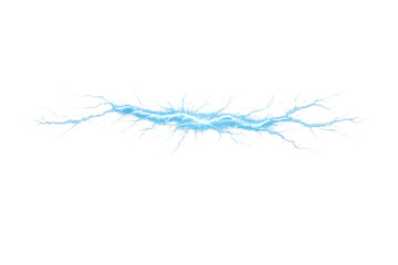 Blue Electric Lightning Energy Effect Isolated on Transparent Background