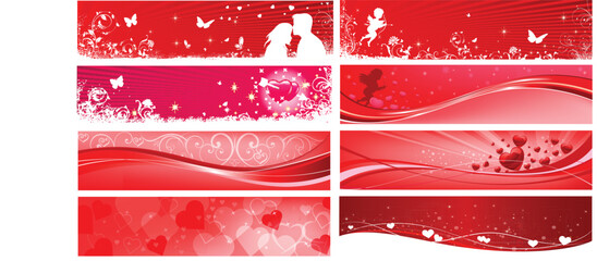 Valentines Day Romantic Red Banner Set