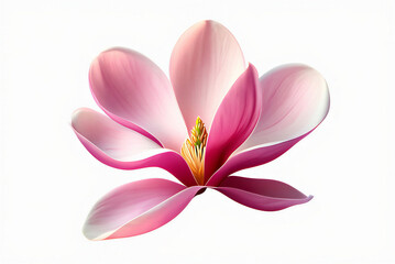 Fototapeta premium Stunning vibrant pink magnolia flower in exquisite full bloom displaying delicate petals against a clean white backdrop