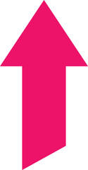 Bright Pink Arrow Pointing Directly Upwards on a White Background