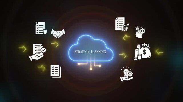 Strategic planning concept with cloud computing and business strategy business finance management