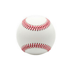 Baseball with red stitching on white background