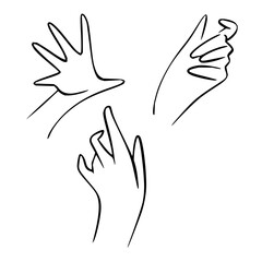 Set of Human Hand Gestures Line Art Illustration Minimalist Drawing of Various Hand Poses for Communication and Design Concepts