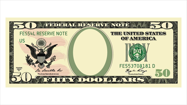 US Dollars 50 Banknote American Dollar Bill Cash Money Vector..eps