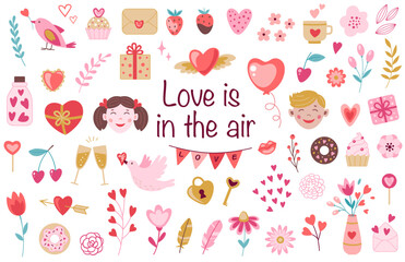 Romantic design elements for Valentine's day.