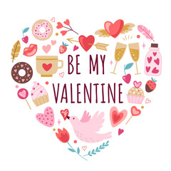 Romantic greeting card for Valentine's day, holiday heart shaped banner.