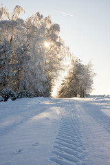 Winter landscape in the Suwałki Region in Poland