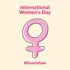 International Womens Day pink female symbol on beige background