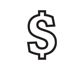 A simple black and white image of a dollar sign